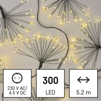 LED-julekæde 300 LED 5,2+3 m varm hvid