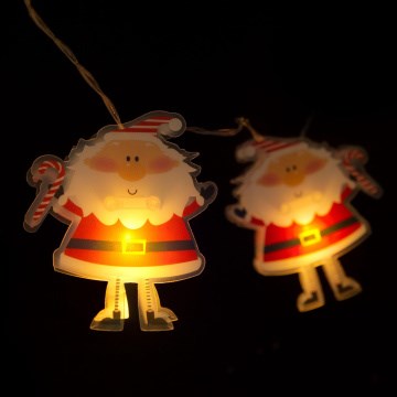 LED julelyskæde 10xLED/2xAA 1,35 m varm hvid santa