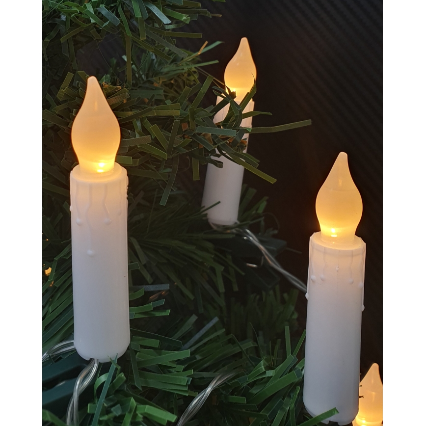 LED julelyskæde 10xLED/2xAA 1,65 m varm hvid, lysformede stearinlys