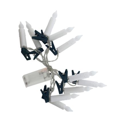 LED julelyskæde 10xLED/2xAA 1,65 m varm hvid, lysformede stearinlys