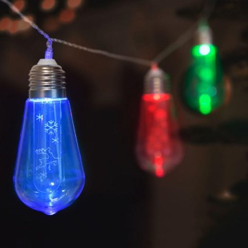 LED julelyskæde 10xLED/2xAA 2,2m flerfarvet