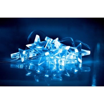 LED julelyskæde 10xLED/2xAA 2,5m blå