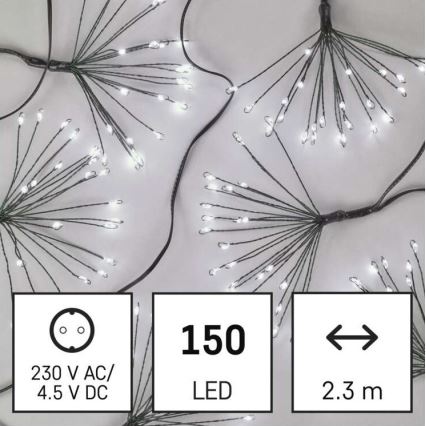 LED julelyskæde 150xLED/5,35m kølig hvid