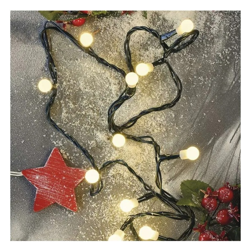 LED julelyskæde 200 LED / 8 funktioner 20 m IP44 varm hvid