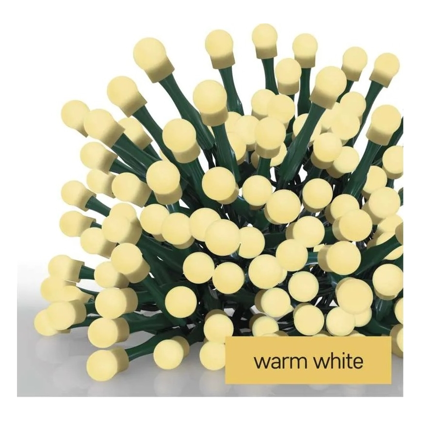 LED julelyskæde 200 LED / 8 funktioner 20 m IP44 varm hvid