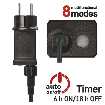 LED julelyskæde 200 LED/8 funktioner 25 m IP44 multifarvet