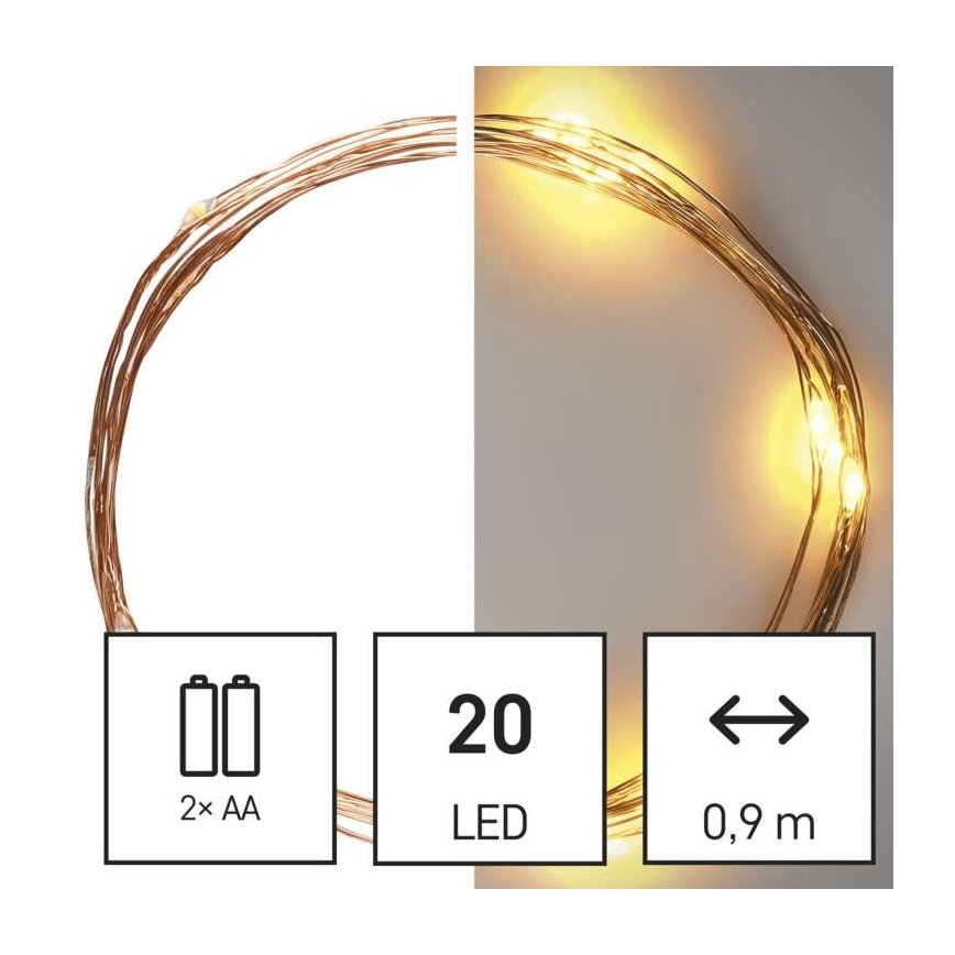 LED julelyskæde 20xLED/2,4m varm hvid
