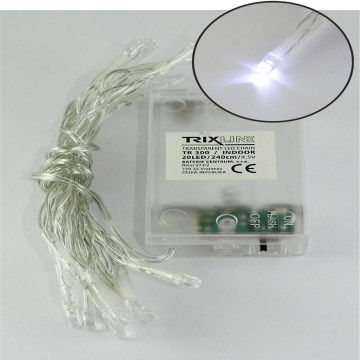 LED julelyskæde 20xLED/2 funktioner 2,4m kold hvid
