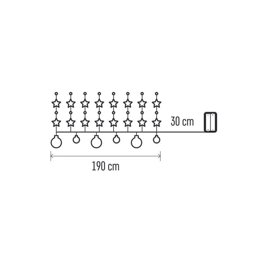 LED julelyskæde 20xLED/2xAA 2,2 m varm hvid