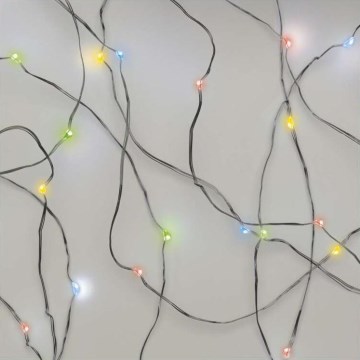LED julelyskæde 20xLED/2xAA 2,4m multifarvet