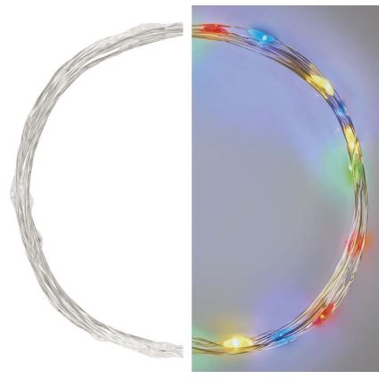 LED julelyskæde 20xLED/2xAA 2,4m multifarvet