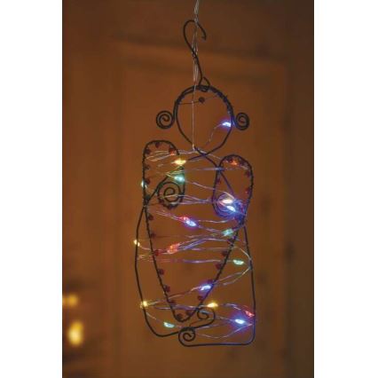 LED julelyskæde 20xLED/2xAA 2,4m multifarvet
