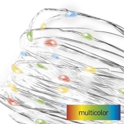 LED julelyskæde 20xLED/2xAA 2,4m multifarvet
