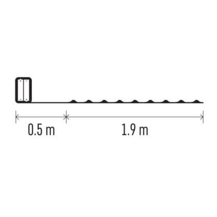 LED julelyskæde 20xLED/2xAA 2,4m multifarvet