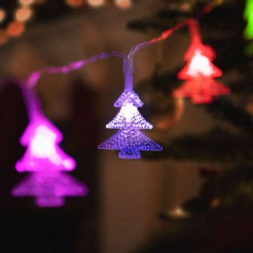 LED julelyskæde 20xLED/3xAA 2,3m flerfarvet