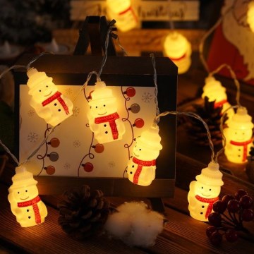LED julelyskæde 20xLED/3xAA/varm hvid 3,3m snemænd