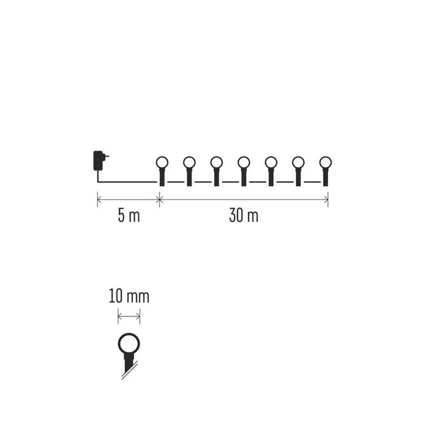 LED-julelyskæde 300 LED/8 funktioner 35 m IP44 varm hvid