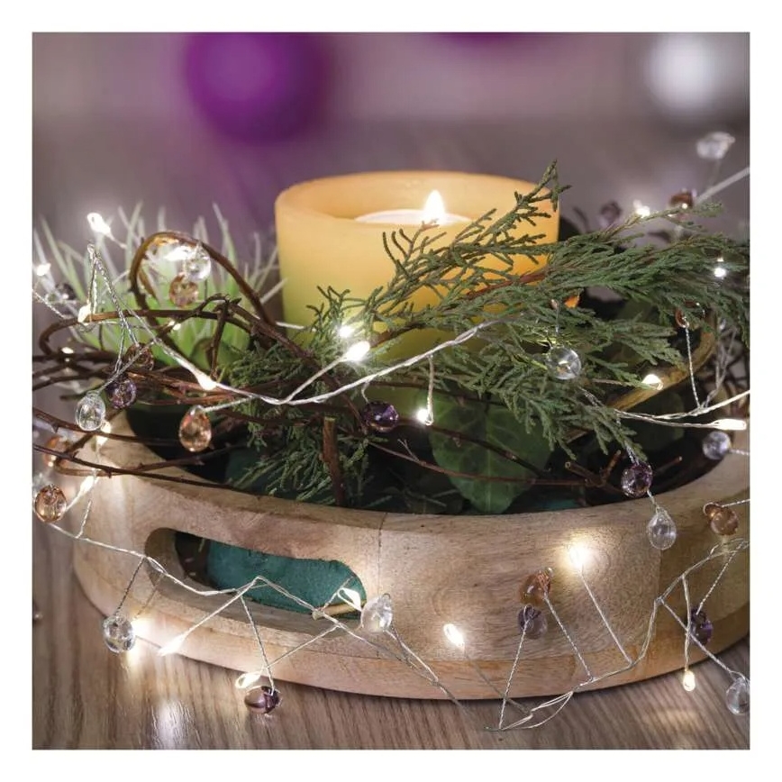 LED-julelyskæde 40 LED/3xAA 1,5 m varm hvid