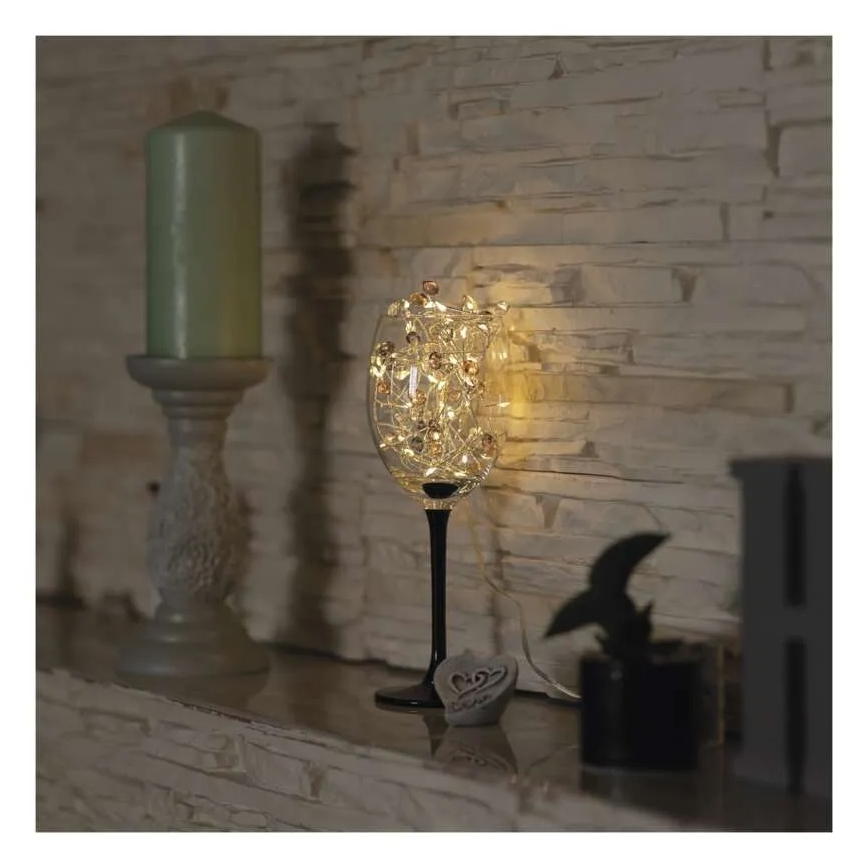 LED-julelyskæde 40 LED/3xAA 1,5 m varm hvid