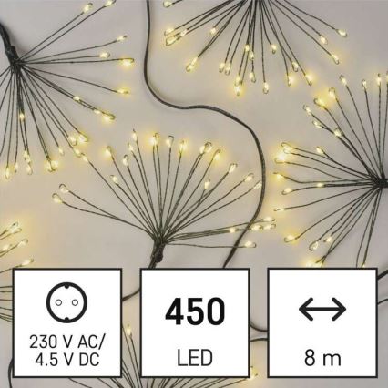 LED julelyskæde 450xLED/11m varm hvid