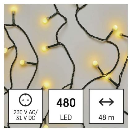 LED Julelyskæde 480xLED/8 funktioner 53m IP44 varm hvid
