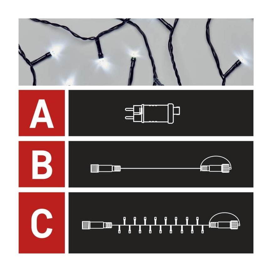 LED julelyskæde til udendørs brug 100 x LED/15 m IP44 kold hvid