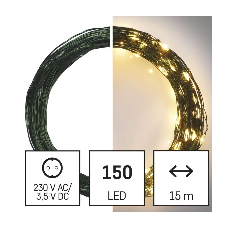 LED julelyskæde til udendørs brug 150xLED/20m IP44 varm hvid