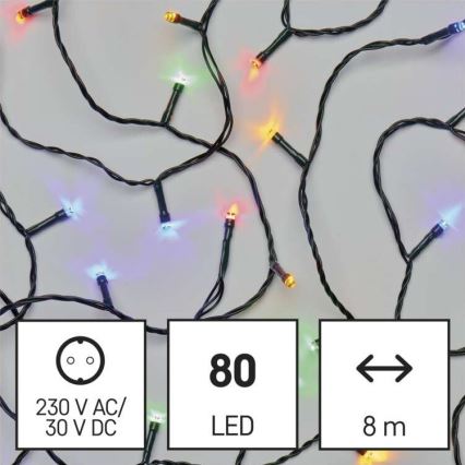 LED julelyskæde til udendørs brug 80xLED/13m IP44 multifarvet