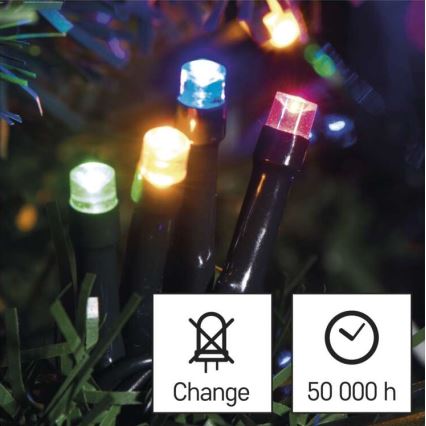 LED julelyskæde til udendørs brug 80xLED/13m IP44 multifarvet