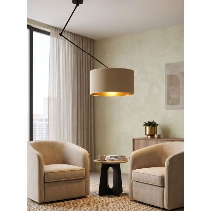 LED justerbar pendel med stang GORTA 1xE27/60W/230V beige/guld