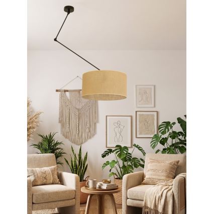 LED-justerbar pendel med stang GORTA 1xE27/60W/230V jute