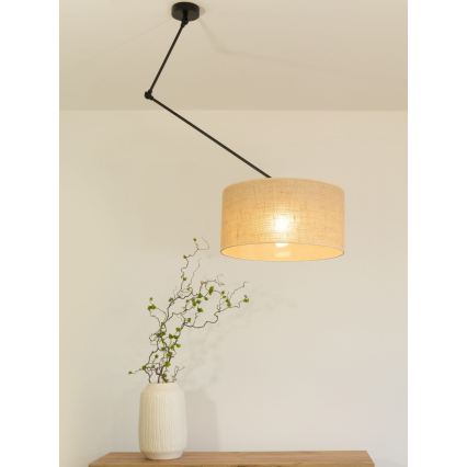 LED-justerbar pendel med stang GORTA 1xE27/60W/230V jute
