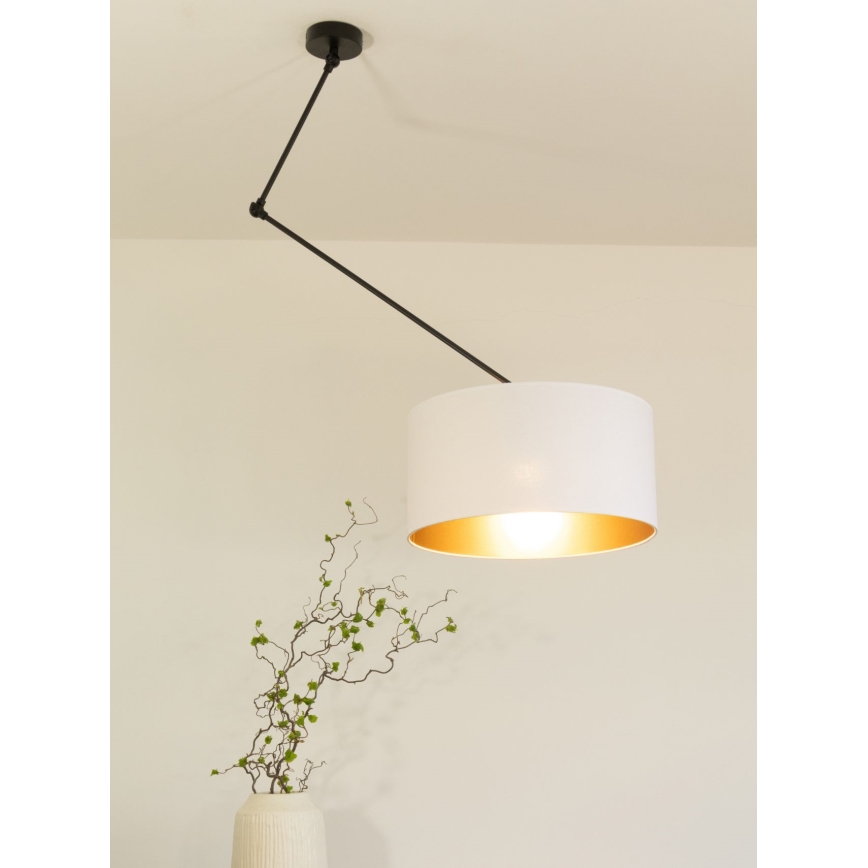 LED justerbar stangpendel GORTA 1xE27/60W/230V hvid/guld