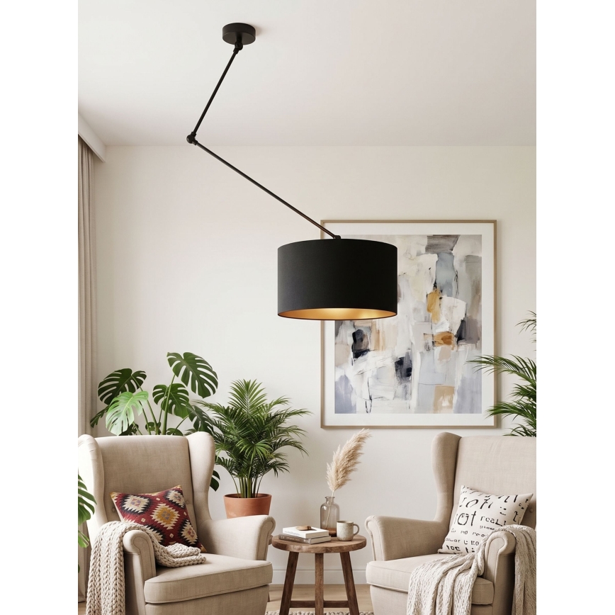 LED justerbar stangpendel GORTA 1xE27/60W/230V sort/guld