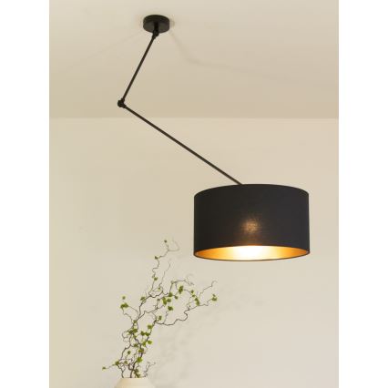 LED justerbar stangpendel GORTA 1xE27/60W/230V sort/guld