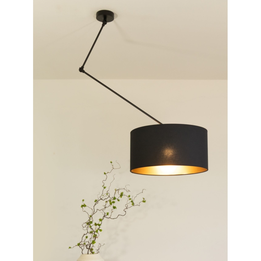 LED justerbar stangpendel GORTA 1xE27/60W/230V sort/guld