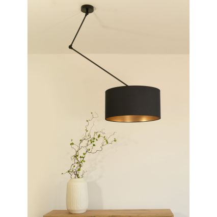 LED justerbar stangpendel GORTA 1xE27/60W/230V sort/guld