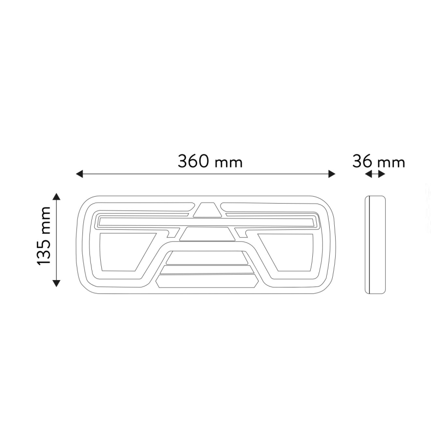 LED Kombinationslygte m. dynamisk blinklys LED/10-30V IP67 højre