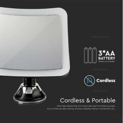 LED kosmetikspejl LED/3,2W/4,5V 3xAA IP44