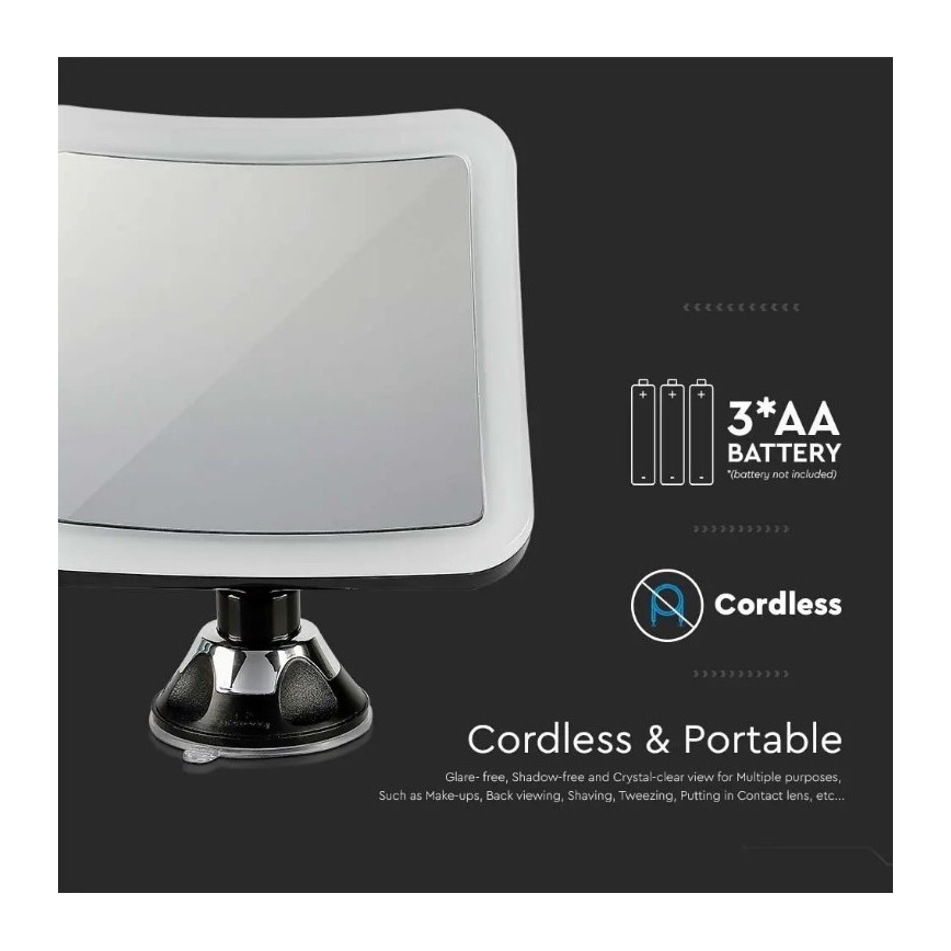 LED kosmetikspejl LED/3,2W/4,5V 3xAA IP44