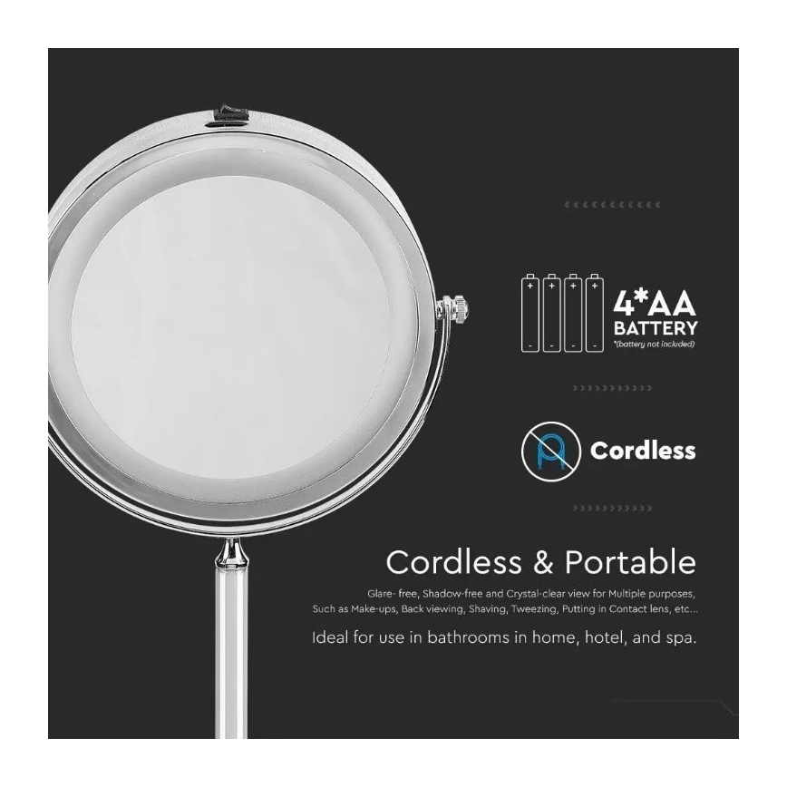 LED kosmetikspejl LED/3W/6V 4xAA IP44