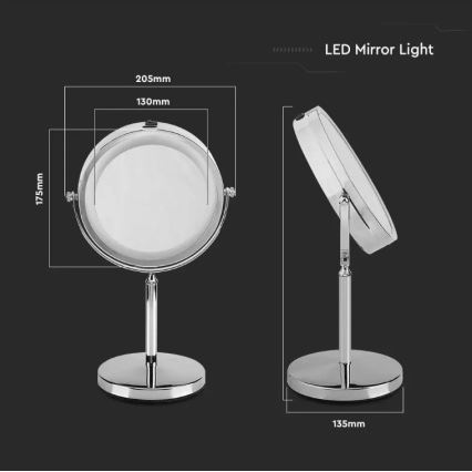 LED kosmetikspejl LED/3W/6V 4xAA IP44