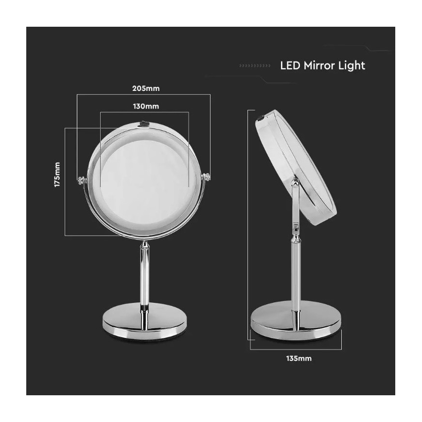 LED kosmetikspejl LED/3W/6V 4xAA IP44
