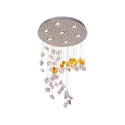 LED krystalloftlampe AVARA LED/24W/230V Ø 40 cm poleret krom + fjernbetjening