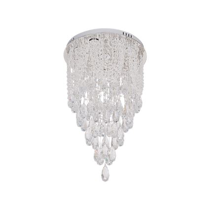 LED krystal-loftlampe MAJURO LED/30W/230V Ø 40 cm blank krom + fjernbetjening