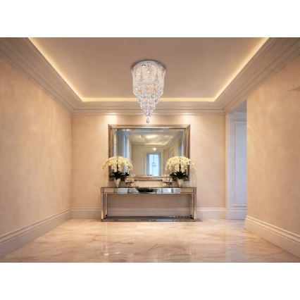 LED krystal-loftlampe MAJURO LED/30W/230V Ø 40 cm blank krom + fjernbetjening