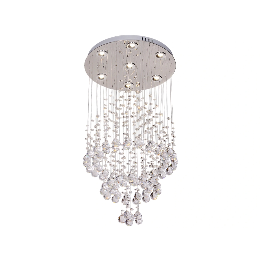 LED krystal loftlampe NAURU LED/24W/230V Ø 40 cm blank krom + fjernbetjening