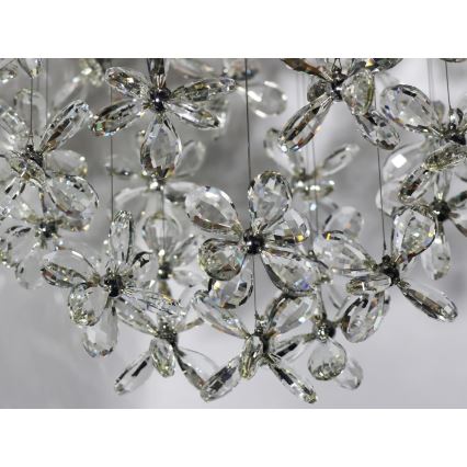LED krystalloftlampe SAMOA, 30 W, 230 V, Ø 40 cm, blank krom, med fjernbetjening