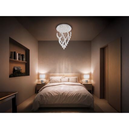 LED-krystalloftlampe MAJURO LED/30W/230V Ø 45 cm blank krom + fjernbetjening