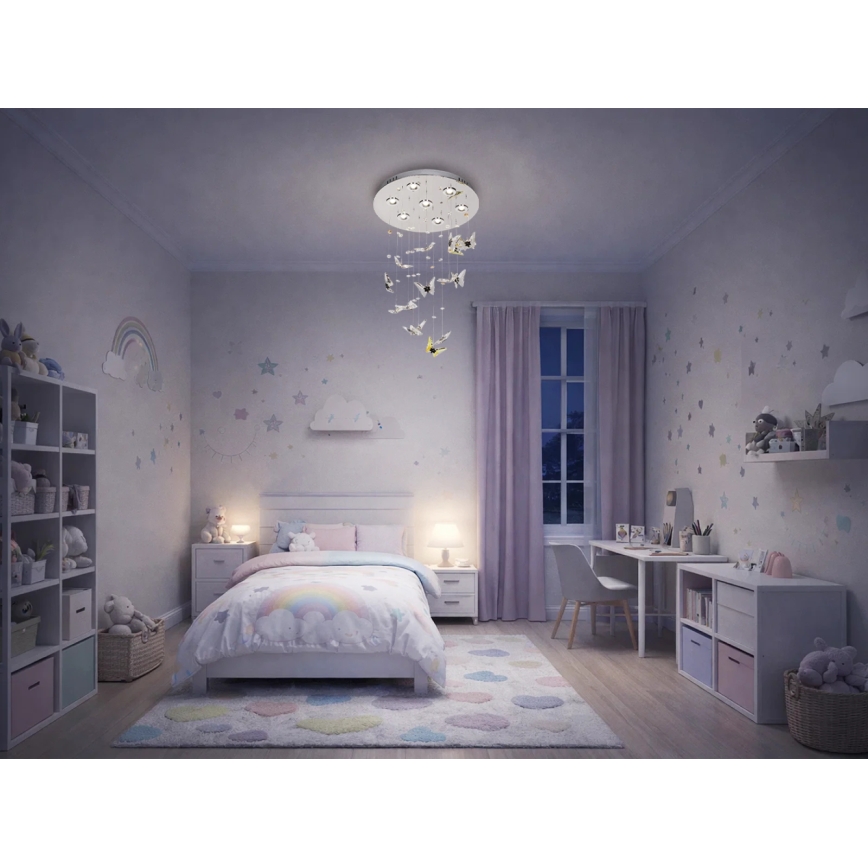 LED-krystalloftlampe MURU LED/24W/230V Ø 40 cm poleret krom + fjernbetjening
